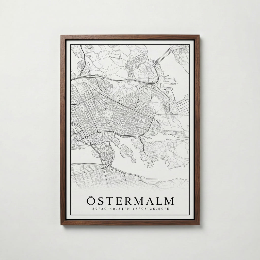 Östermalm Karta poster i flera storlekar – jämför mått och välj rätt hos Bozetto