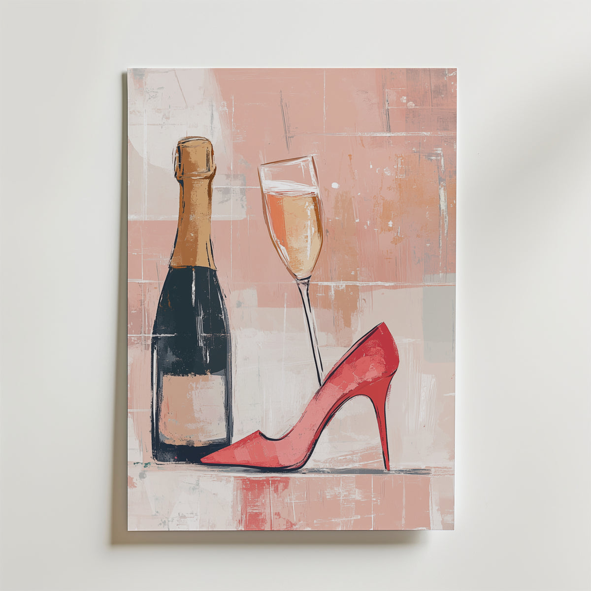 Champagne & Couture – stilfullt konsttryck från Bozetto, tryckt på matt finpapper
