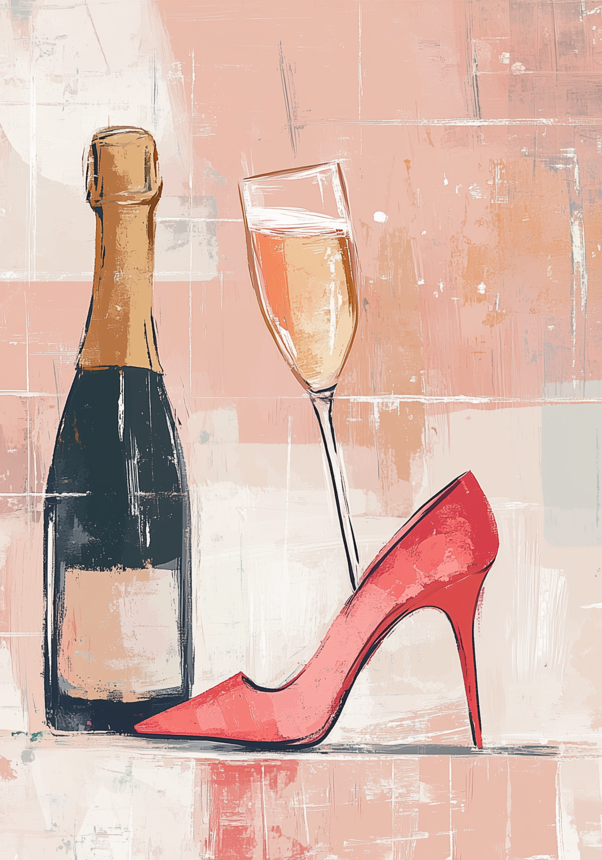 Champagne & Couture – affisch med snyggt motiv, köp enkelt hos Bozetto i flera storlekar