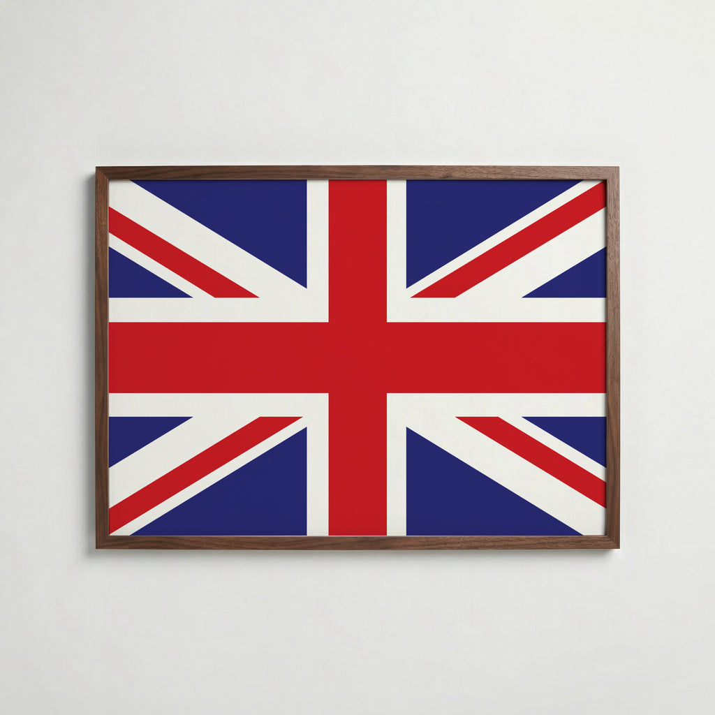 United Kingdom National Flag Poster i valnötsram – varm konstaffisch för hemmet från Bozetto