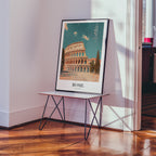 Väggmockup av The Colosseum affisch på ljus tegelvägg – Bozetto konsttryck i hög tryckkvalitet