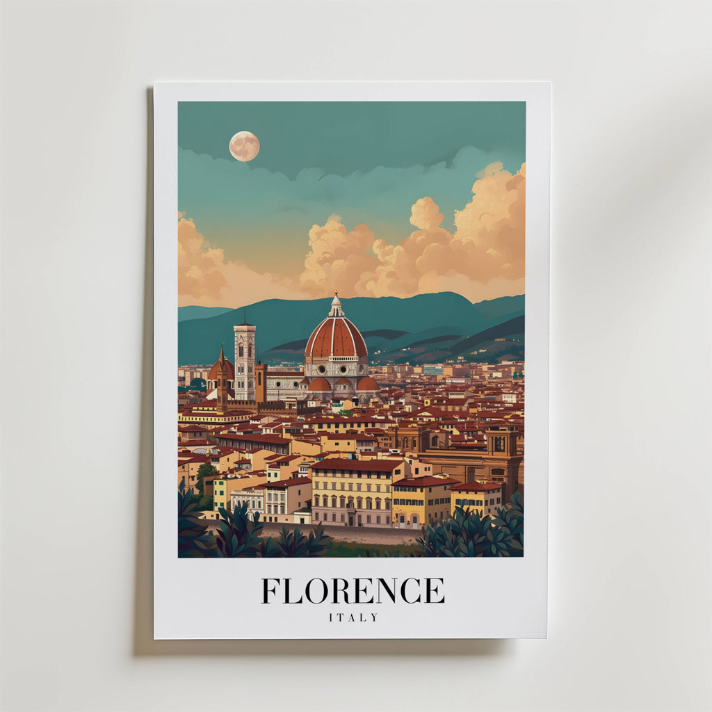 Florence Beneath The Moon – stilfullt konsttryck från Bozetto, tryckt på matt finpapper