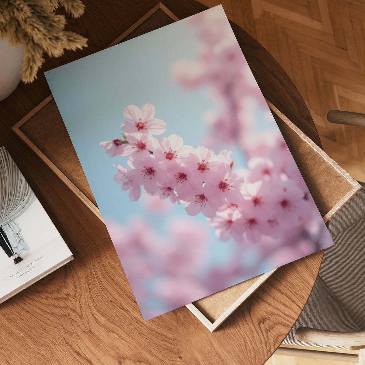 Cherry blossom pastel poster visad rakt fram – Bozetto affisch i hög tryckkvalitet
