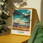 Mockup av Whispers Of Nairobi affisch på vägg – köp enkelt hos Bozetto i hög kvalitet