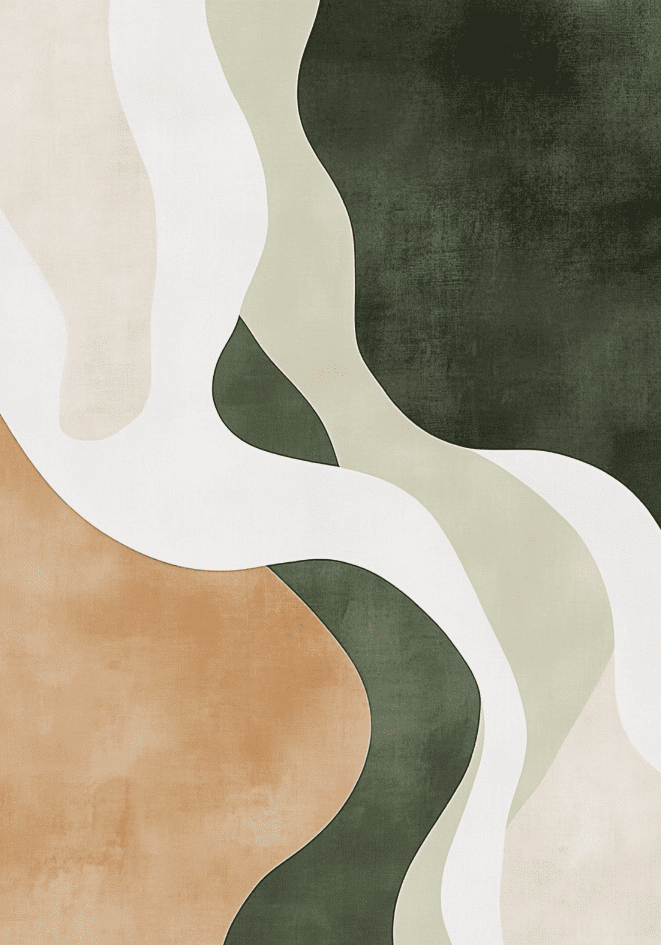 Abstract Green Shapes No.2 poster visad rakt fram – Bozetto affisch i hög tryckkvalitet