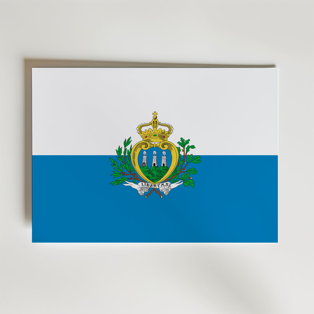 San Marino National Flag Poster – modern konst och stilren konsttryck för hemmet hos Bozetto