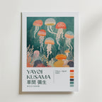 Mockup av Yayoi Kusama Floating affisch på vägg – köp enkelt hos Bozetto i hög kvalitet
