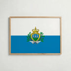 San Marino National Flag Poster i ekram – inramad konsttryck för stilren inredning hos Bozetto