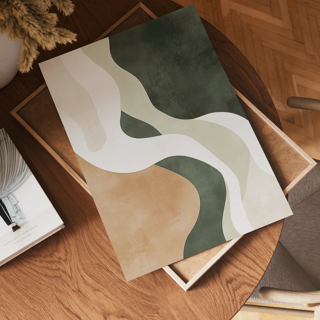 Abstract Green Shapes No.2 – affisch med stilfullt motiv från Bozetto i hög kvalitet