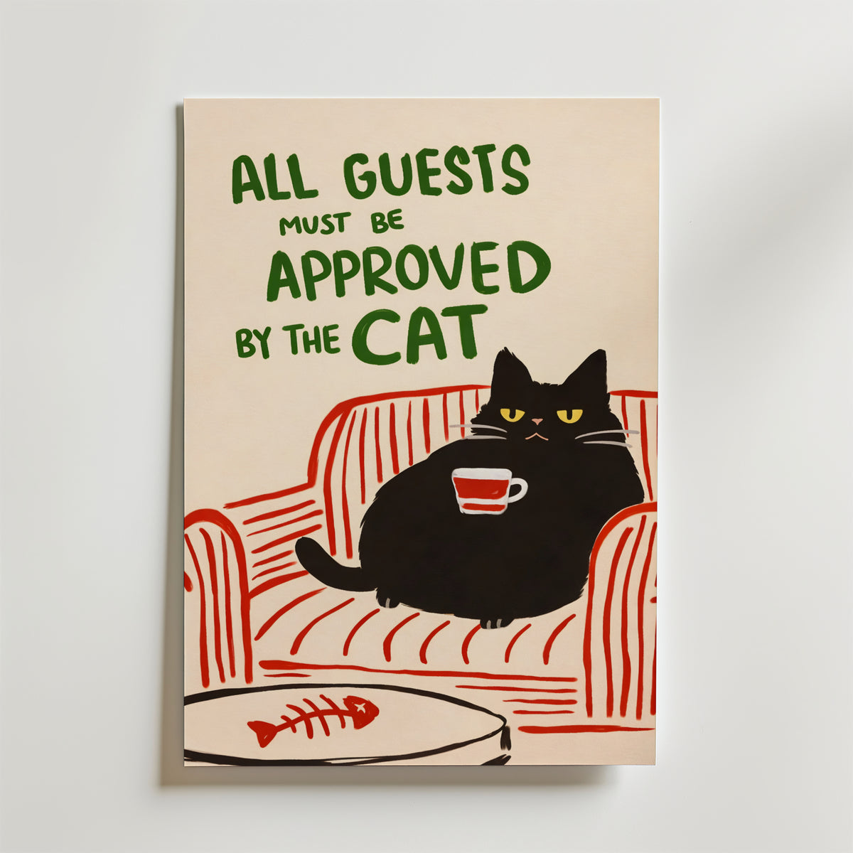 Approved by the Cat – stilfullt konsttryck från Bozetto, tryckt på matt finpapper