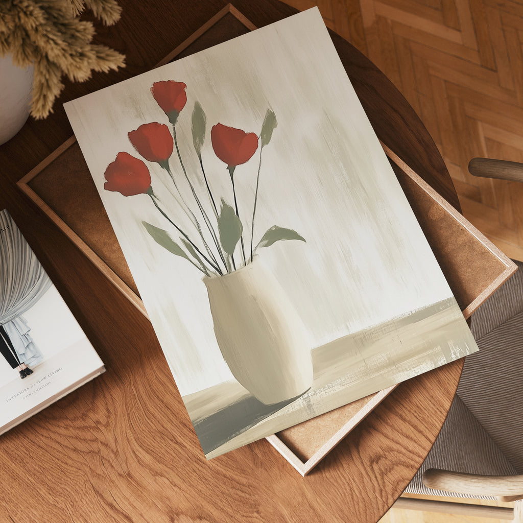 Red Roses In Vase poster visad rakt fram – Bozetto affisch i hög tryckkvalitet i hög tryckkvalitet