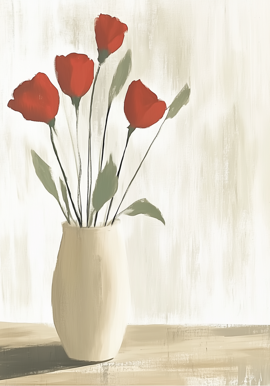 Red Roses In Vase – affisch med snyggt motiv, köp enkelt hos Bozetto i flera storlekar