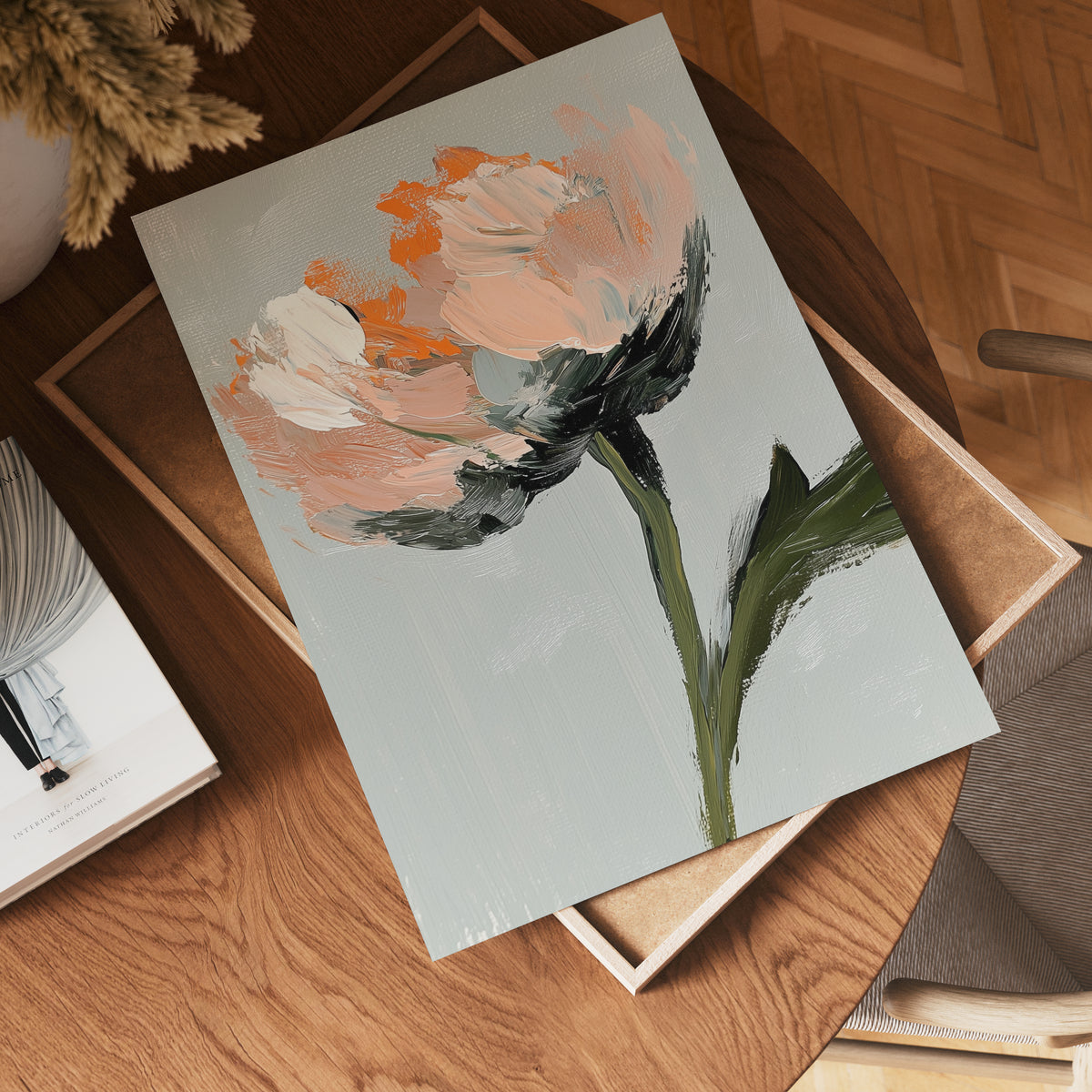 Abstract floral Peach and – affisch med stilfullt motiv från Bozetto i hög kvalitet