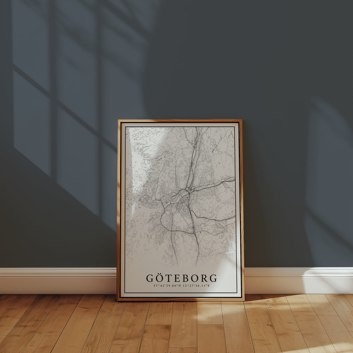 Göteborg Karta affisch i ljust minimalistiskt vardagsrum – köp enkelt hos Bozetto
