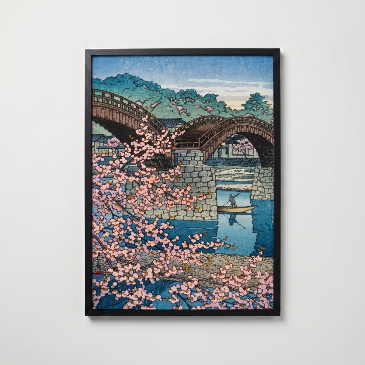 Spring Evening at Kintai i svart ram på vägg – köp enkelt hos Bozetto affisch i hög kvalitet
