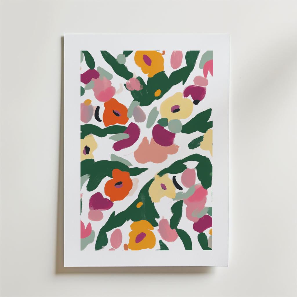 Storleksjämförelse för Bold Abstract floral affisch – Bozetto erbjuder flera format