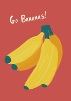 Go Bananas konsttryck på vit bakgrund – elegant Bozetto affisch för hemmet i hög tryckkvalitet