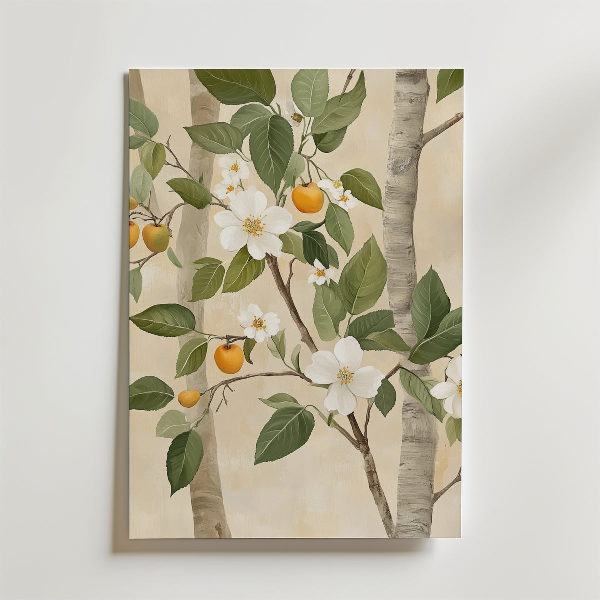 Apricot Bloom – stilfullt konsttryck från Bozetto, tryckt på matt finpapper i hög tryckkvalitet