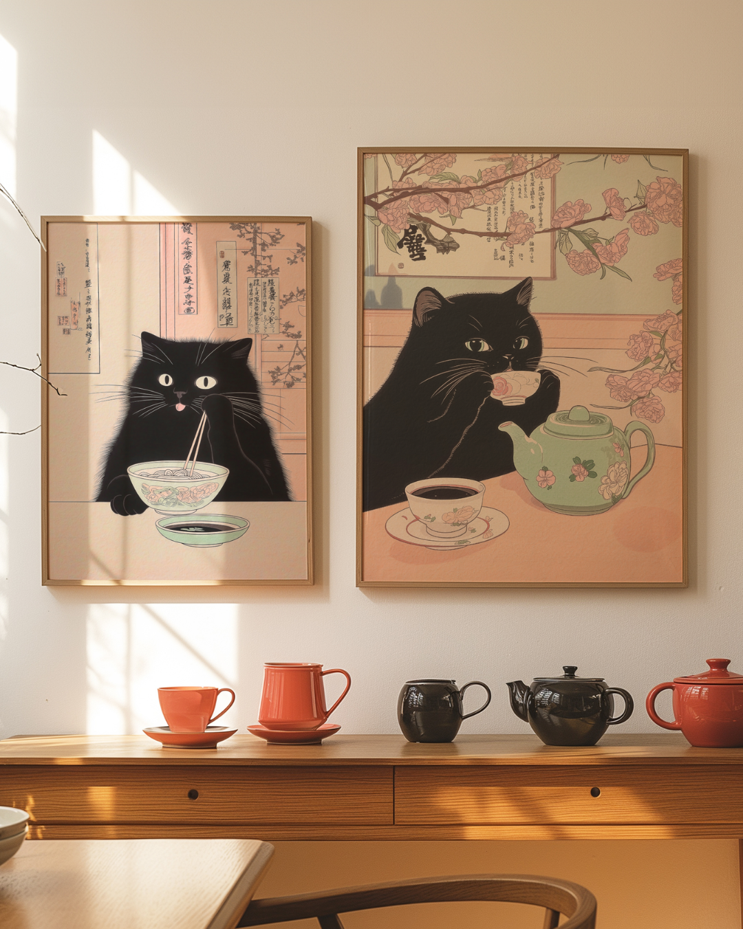 Bundle 2-pack Sakura Feline Harmony – kuraterad postercollection som lyfter hemmet hos Bozetto