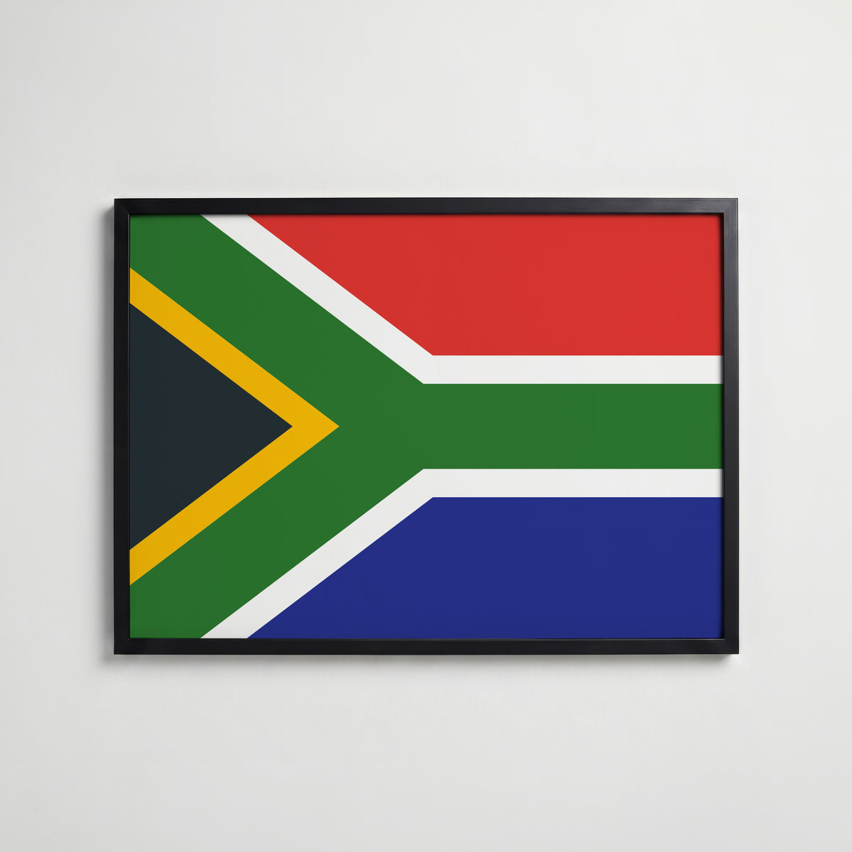 South Africa National Flag Poster i svart ram – stilren konsttryck som väggdekor från Bozetto
