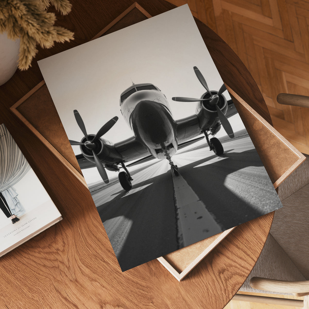 Vintage Airplane poster visad rakt fram – Bozetto affisch i hög tryckkvalitet i hög tryckkvalitet