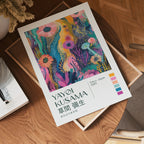 Yayoi Kusama Floral Current i väggmockup – konsttryck från Bozetto i hög kvalitet