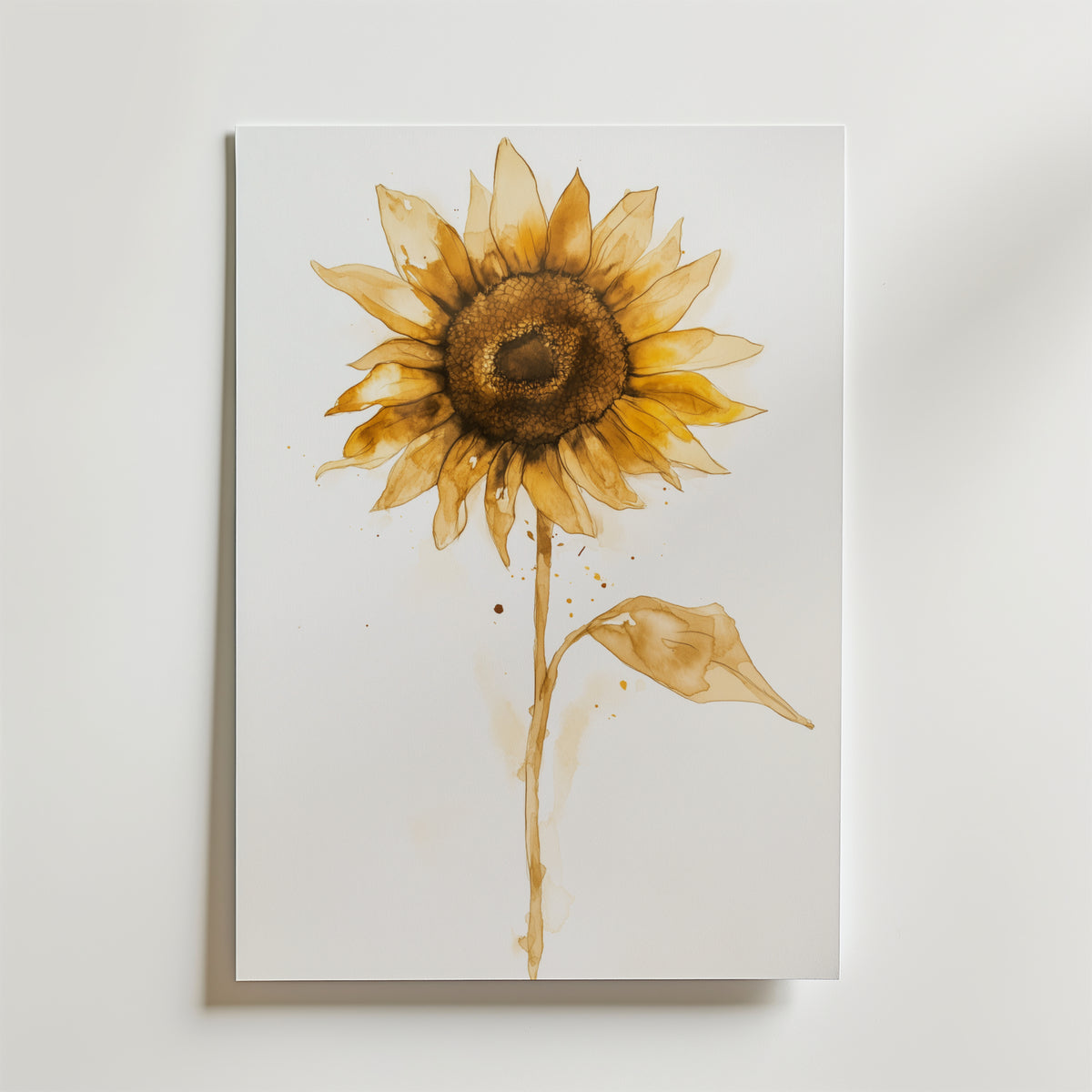 Watercolor sunflower Floral – stilfullt konsttryck från Bozetto, tryckt på matt finpapper