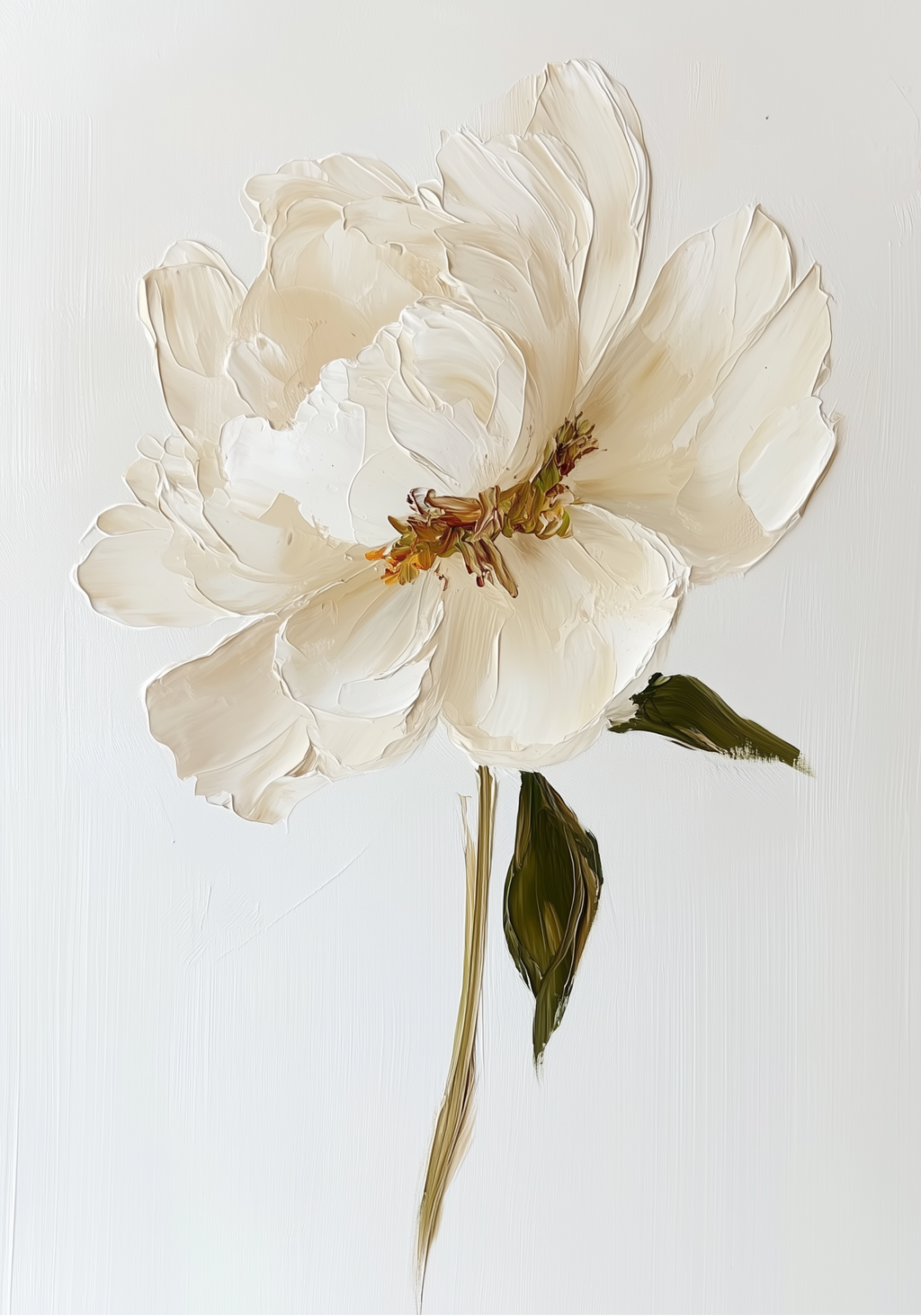Elegant white floral oil poster visad rakt fram – Bozetto affisch i hög tryckkvalitet
