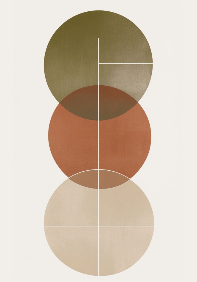Abstract Round Shapes – affisch med snyggt motiv, köp enkelt hos Bozetto i flera storlekar