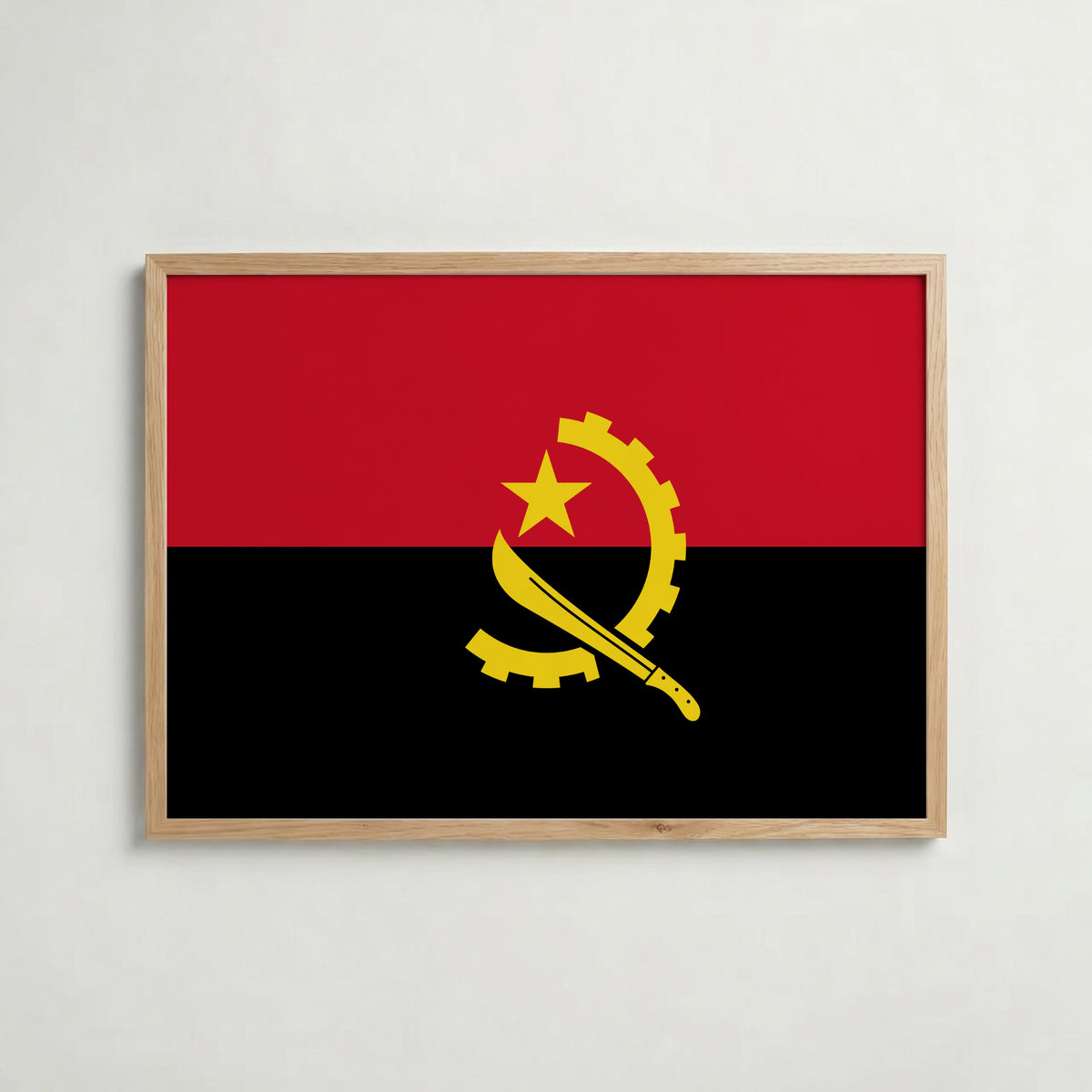 Angola National Flag Poster i ekram – inramad konsttryck för stilren inredning hos Bozetto