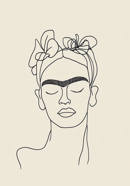 Frida Inspired Line Art No.2 Poster