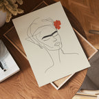 Frida Inspired Line Art poster visad rakt fram – Bozetto affisch i hög tryckkvalitet