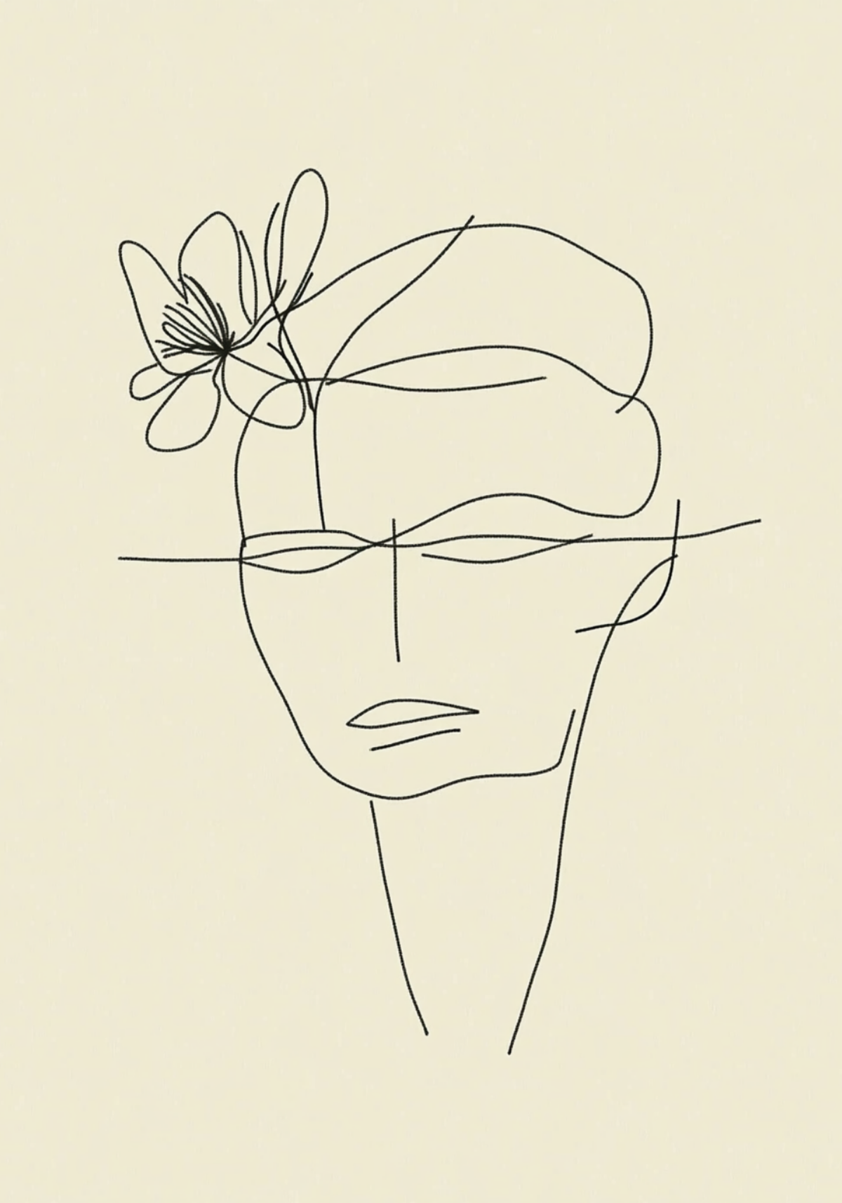 Floral Mind Line Art – affisch med snyggt motiv, köp enkelt hos Bozetto i flera storlekar