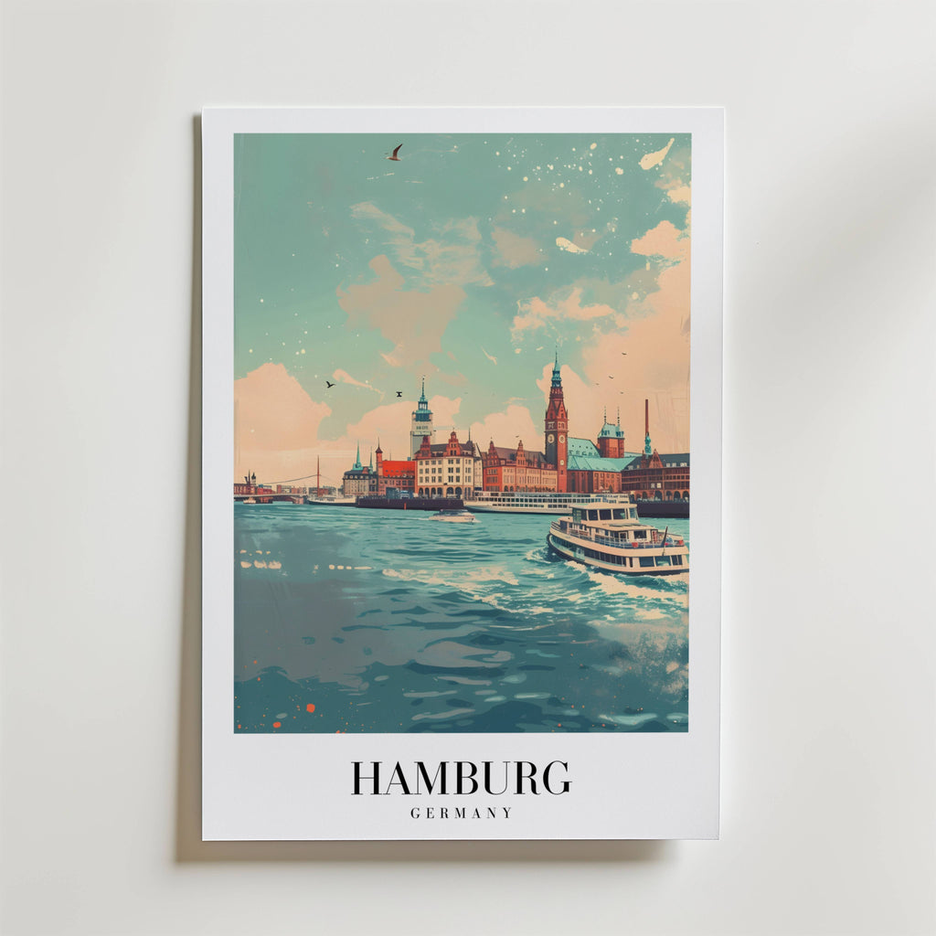 Sails Of Hamburg – stilfullt konsttryck från Bozetto, tryckt på matt finpapper i hög tryckkvalitet