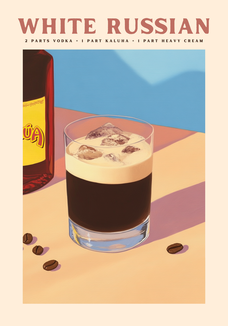 White Russian Cocktail Poster