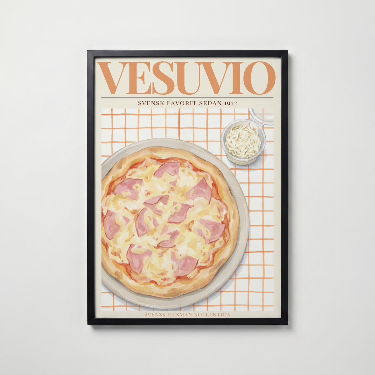 Vesuvio affisch i modern svart ram – stark kontrast och stil, Bozetto poster i hög tryckkvalitet