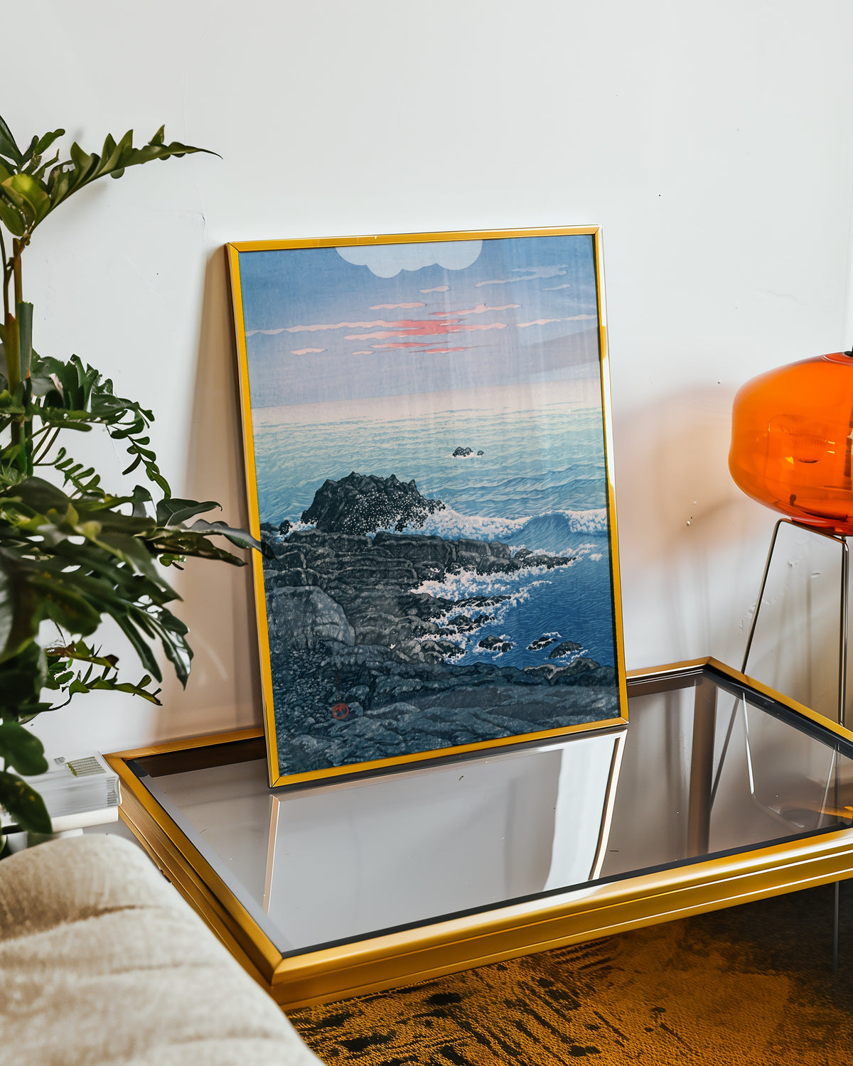 Morning at Cape Inubo affisch i ljust minimalistiskt vardagsrum – köp enkelt hos Bozetto