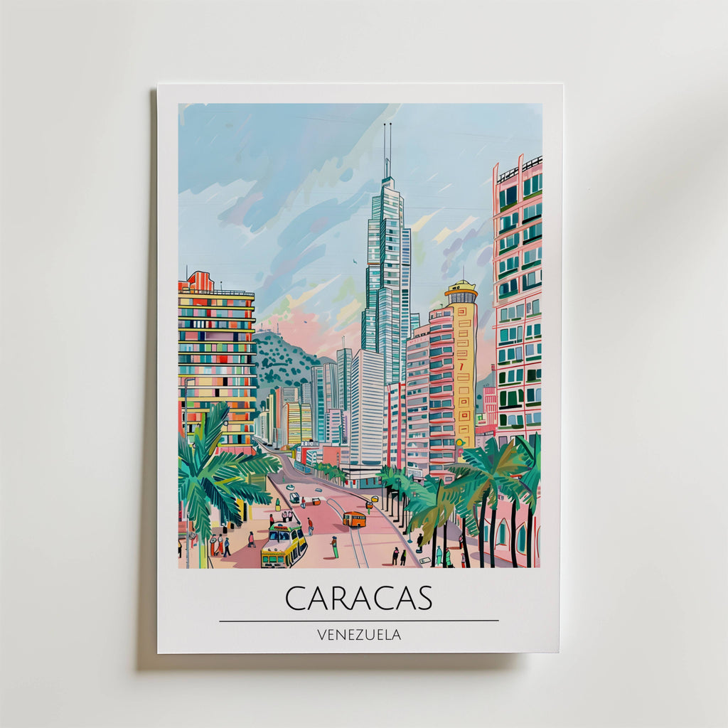 Caracas Skyline – stilfullt konsttryck från Bozetto, tryckt på matt finpapper i hög tryckkvalitet