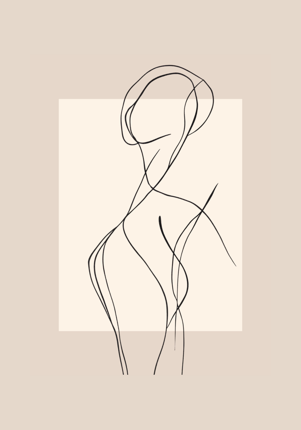 Curvy Line Art Woman – affisch med snyggt motiv, köp enkelt hos Bozetto i flera storlekar