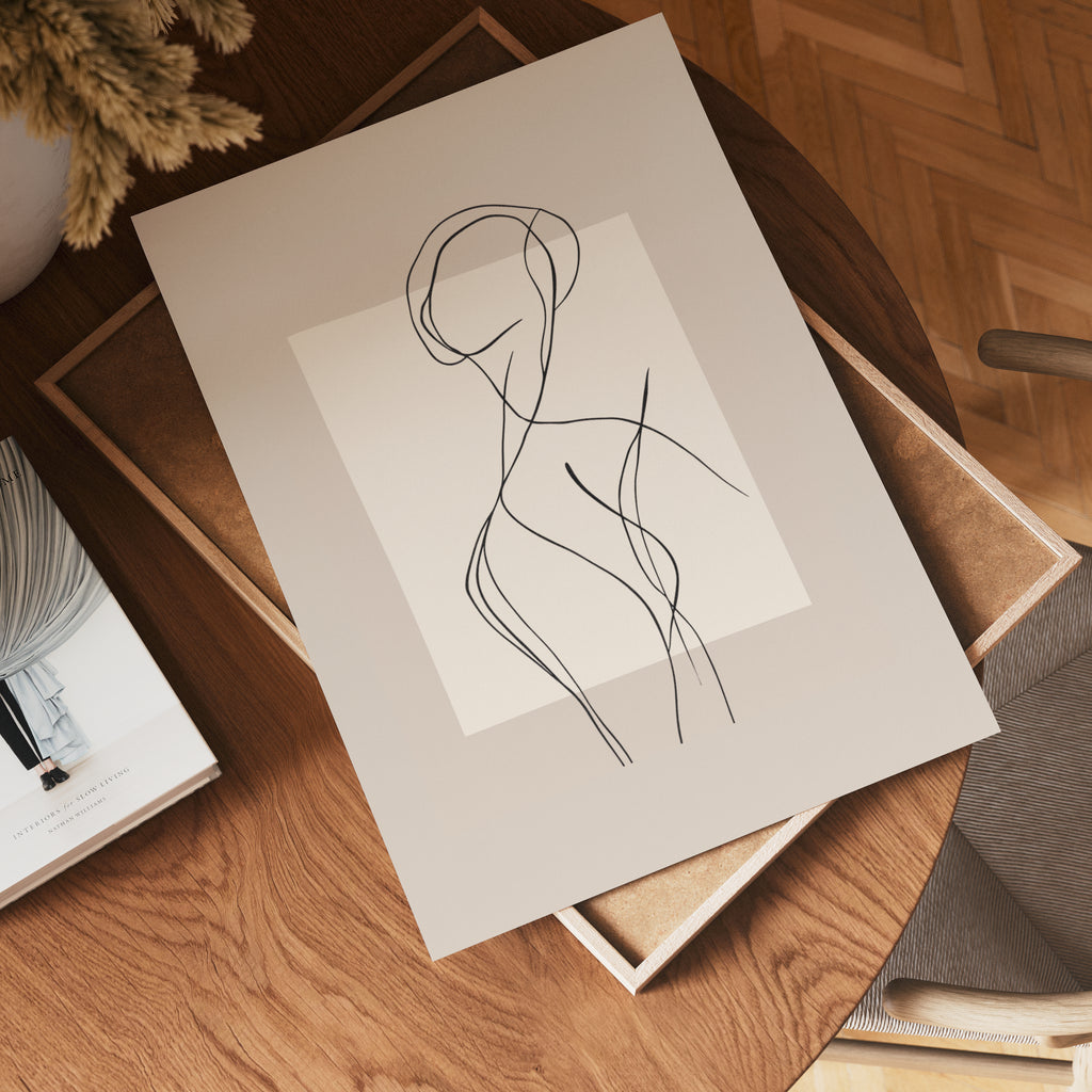 Curvy Line Art Woman poster visad rakt fram – Bozetto affisch i hög tryckkvalitet