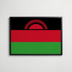 Malawi National Flag Poster i svart ram – stilren konsttryck som väggdekor från Bozetto
