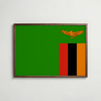 Zambia National Flag Poster i valnötsram – varm konstaffisch för hemmet från Bozetto