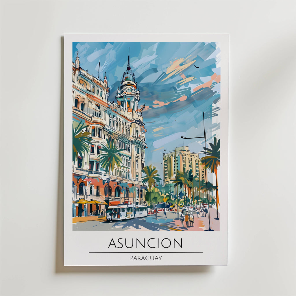 Asuncion Cityscape – stilfullt konsttryck från Bozetto, tryckt på matt finpapper