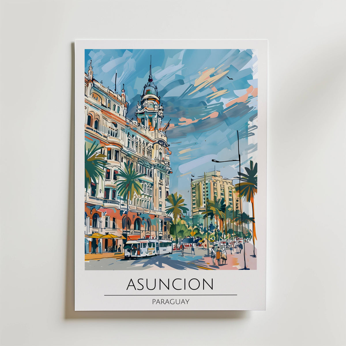 Asuncion Cityscape – stilfullt konsttryck från Bozetto, tryckt på matt finpapper