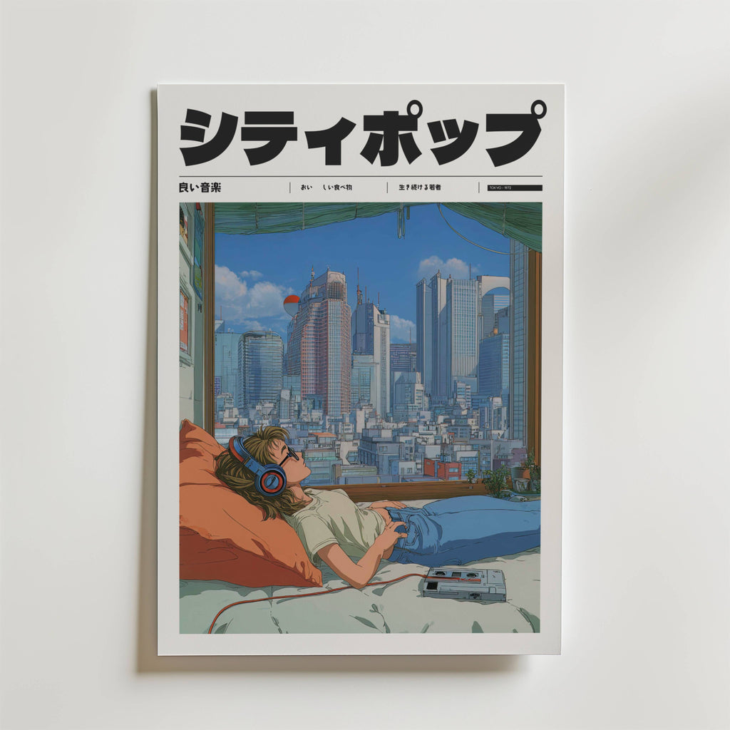 Mockup av Bedroom Skyline affisch på vägg – köp enkelt hos Bozetto i hög kvalitet