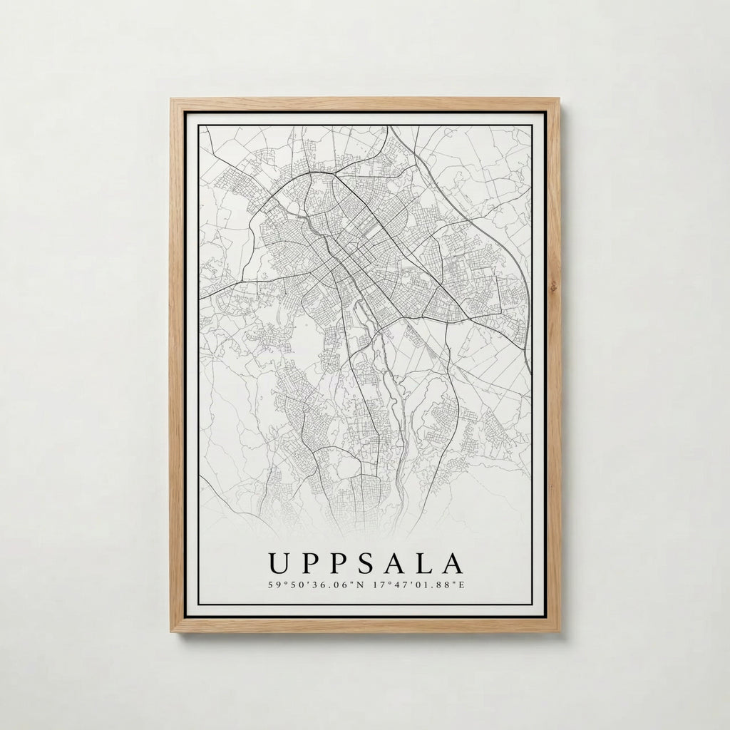 Uppsala Karta poster i flera storlekar – jämför mått och välj rätt hos Bozetto i hög tryckkvalitet