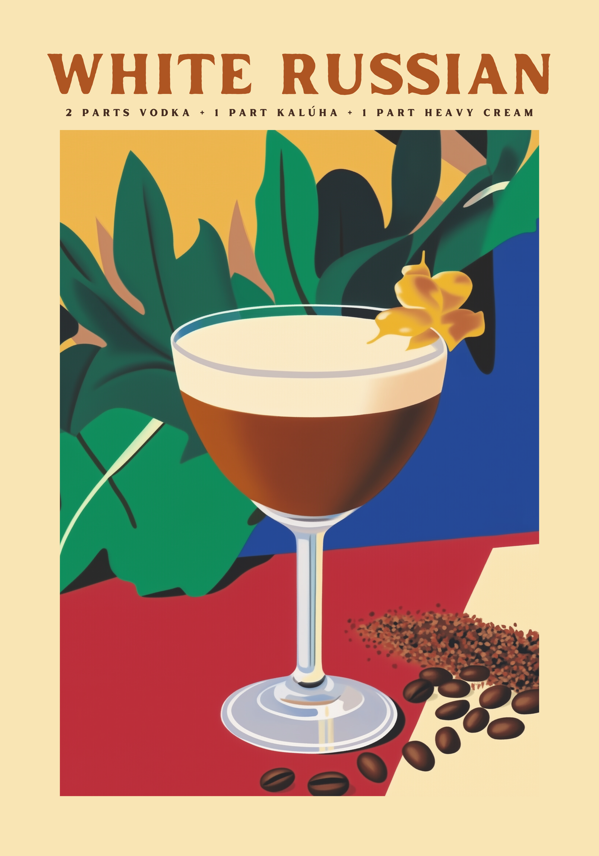White Russian No.2 Cocktail poster visad rakt fram – Bozetto affisch i hög tryckkvalitet