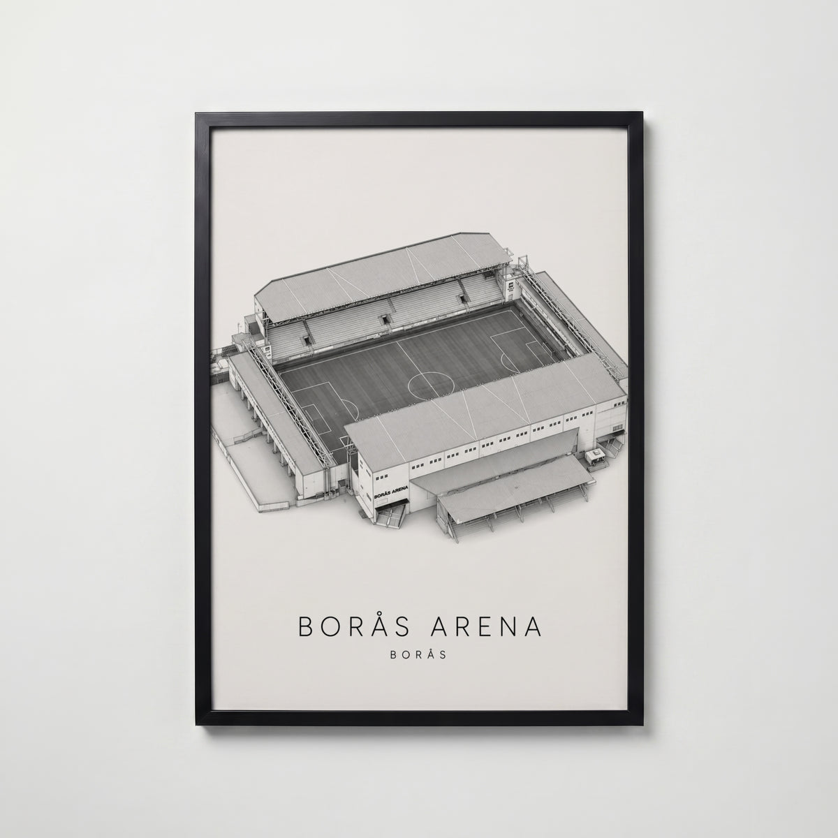 Borås Arena affisch i modern svart ram – stark kontrast och stil, Bozetto poster