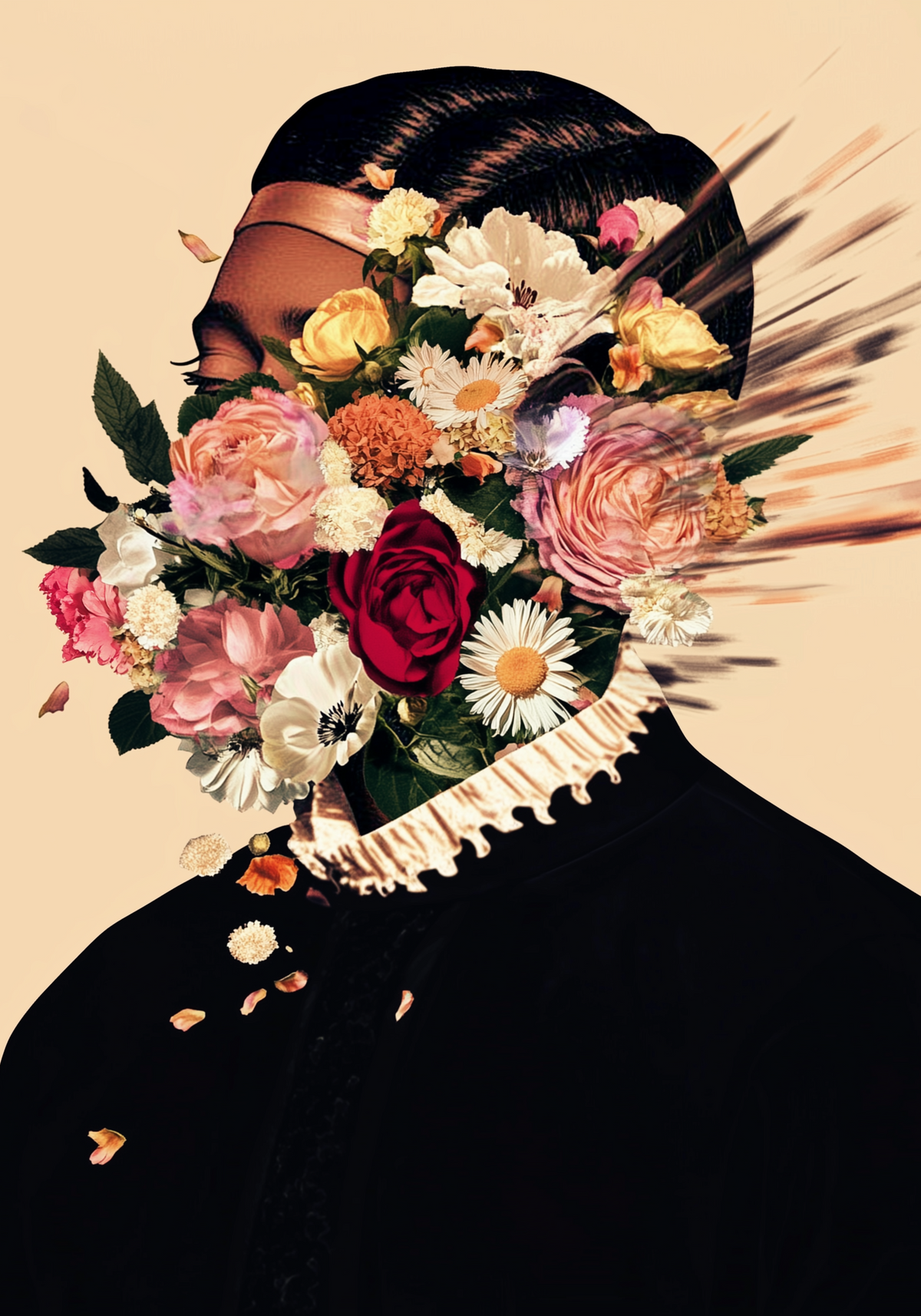 Floral Explosion Portrait poster visad rakt fram – Bozetto affisch i hög tryckkvalitet