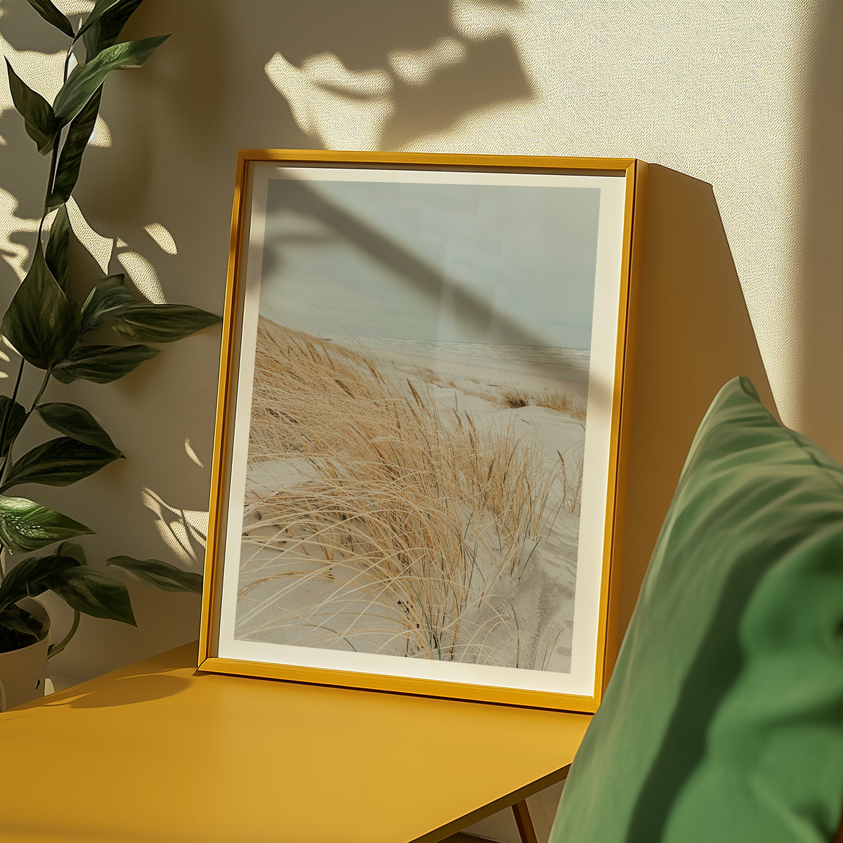 Mockup av Windy Coast Dunes affisch på vägg – köp enkelt hos Bozetto i hög kvalitet